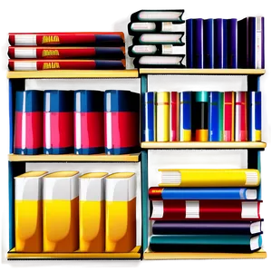 Books On Office Shelf PNG 06262024