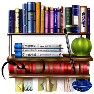 Books On Wall Shelf Png 74 PNG image