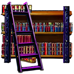 Bookshelf With Ladder PNG Rlx27