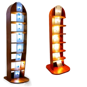 Bookshelf With Lights PNG Tlo PNG