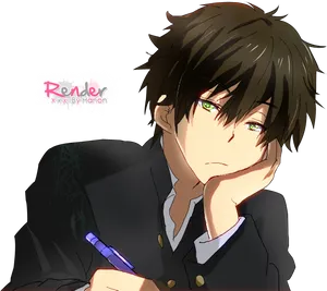 Bored Student Anime Character PNG image