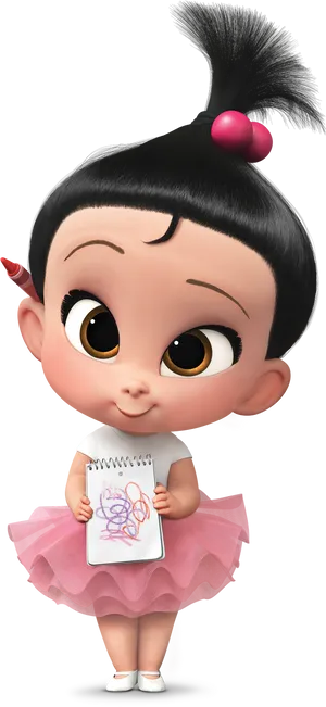 Boss Baby Girlwith Notepad PNG image