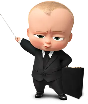 Boss Baby With Briefcaseand Pointer PNG image