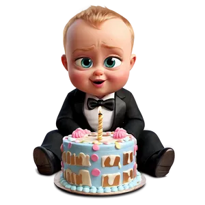 Boss Baby With Cake Png 05252024 PNG image