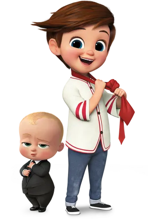 Boss Babyand Brother Animated Characters PNG image