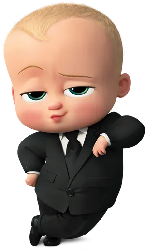 Boss Babyin Black Suit PNG image