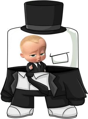 Boss Babyin Black Suit PNG image