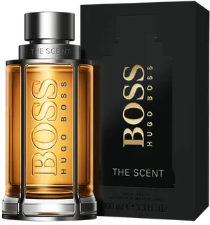 Boss The Scent Perfume Bottleand Packaging PNG image
