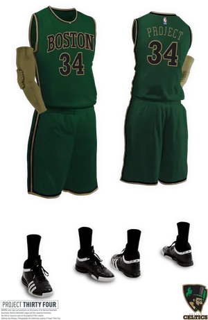 Boston Basketball Jerseyand Shoes Set PNG image