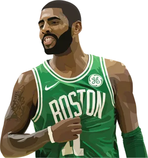 Boston Basketball Player Illustration PNG