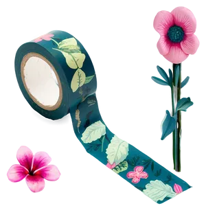 Botanical Washi Tape Aesthetic PNG 5