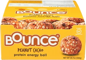 Bounce Peanut Cacao Protein Energy Ball Packaging PNG image