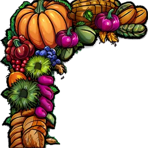 Bountiful Harvest Thanksgiving Border Png Xje63 PNG image