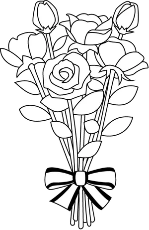 Bouquetof Roses Line Art PNG image