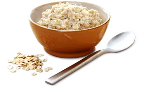 Bowlof Oatmealwith Spoonand Oats PNG image
