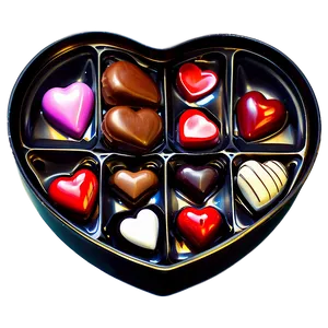 Box Of Chocolate Hearts PNG Mjd