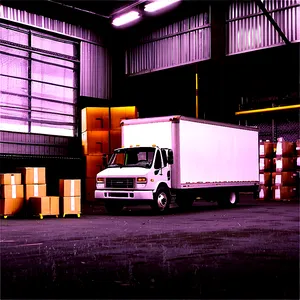 Box Truck At Warehouse PNG Mgp