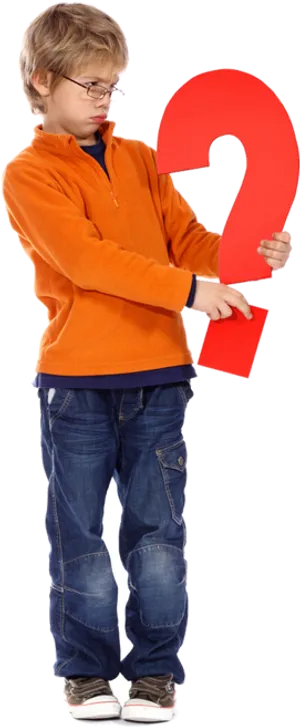 Boy Holding Question Mark PNG image