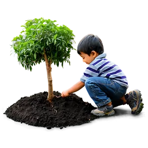 Boy Planting Tree PNG Nbh21
