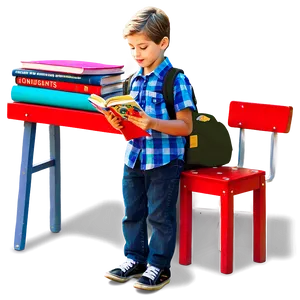 Boy Reading Book PNG 31