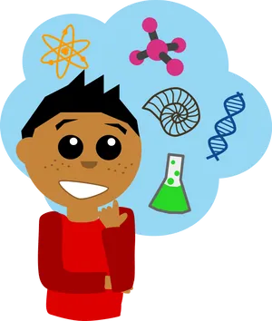 Boy Thinking About Science PNG image