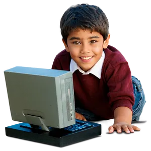 Boy With Computer PNG Uys