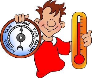 Boywith Barometerand Thermometer PNG image