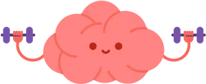 Brain Lifting Weights Cartoon PNG