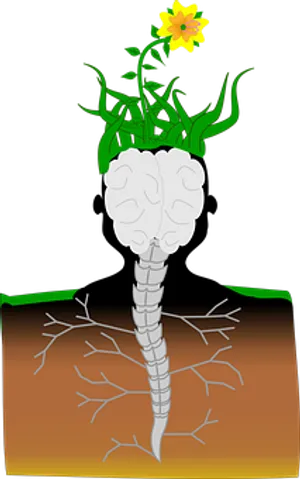 Brain Roots Flower Illustration PNG image
