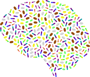 Brain Shaped Pill Mosaic PNG