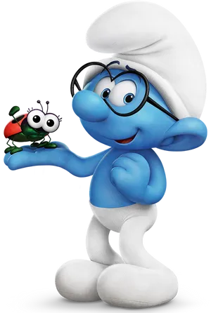 Brainy Smurfwith Caterpillar PNG image