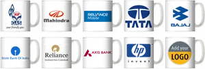 Branded Coffee Mugs Collection PNG