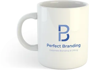 Branded White Coffee Mug PNG image