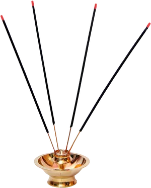 Brass Incense Holderwith Agarbatti Sticks PNG image