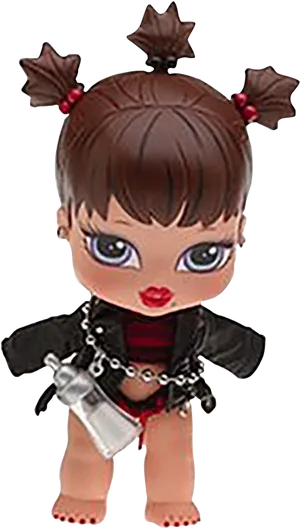 Bratz Dollin Black Outfitwith Bottle PNG image