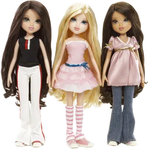 Bratz Dolls Trio Fashion Pose PNG image