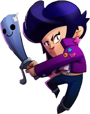 Brawl Stars Character With Bat PNG image