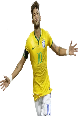 Brazilian Soccer Player Celebration PNG image