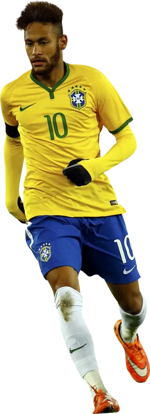 Brazilian Soccer Playerin Action PNG image