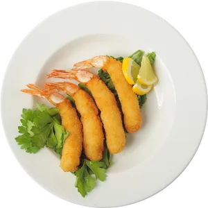 Breaded Shrimpwith Lemonand Parsley PNG image