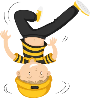 Breakdancing Bee Cartoon Character PNG