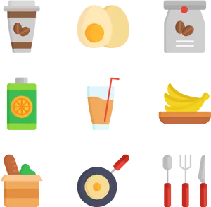 Breakfast Items Vector Illustration