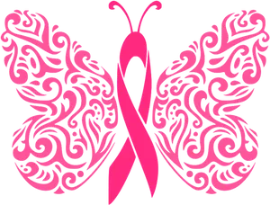 Breast Cancer Awareness Butterfly Ribbon PNG image