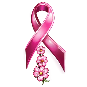 Breast Cancer Ribbon With Flowers Png 24 PNG image
