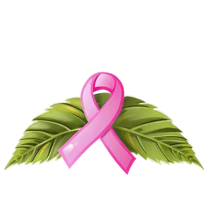 Breast Cancer Ribbon With Leaves Png Ohy62 PNG image
