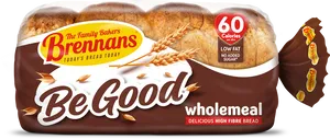 Brennans Be Good Wholemeal Bread Packaging PNG image