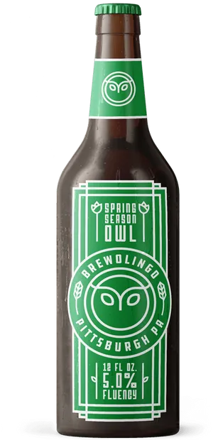 Brewolingo Owl Beer Bottle PNG image