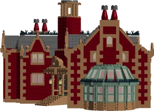 Brick Built Red Mansion PNG image