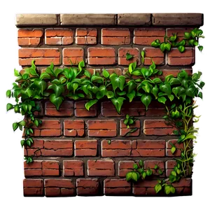Brick Wall With Vines PNG 05242024