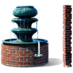 Brick Water Fountain PNG 05062024